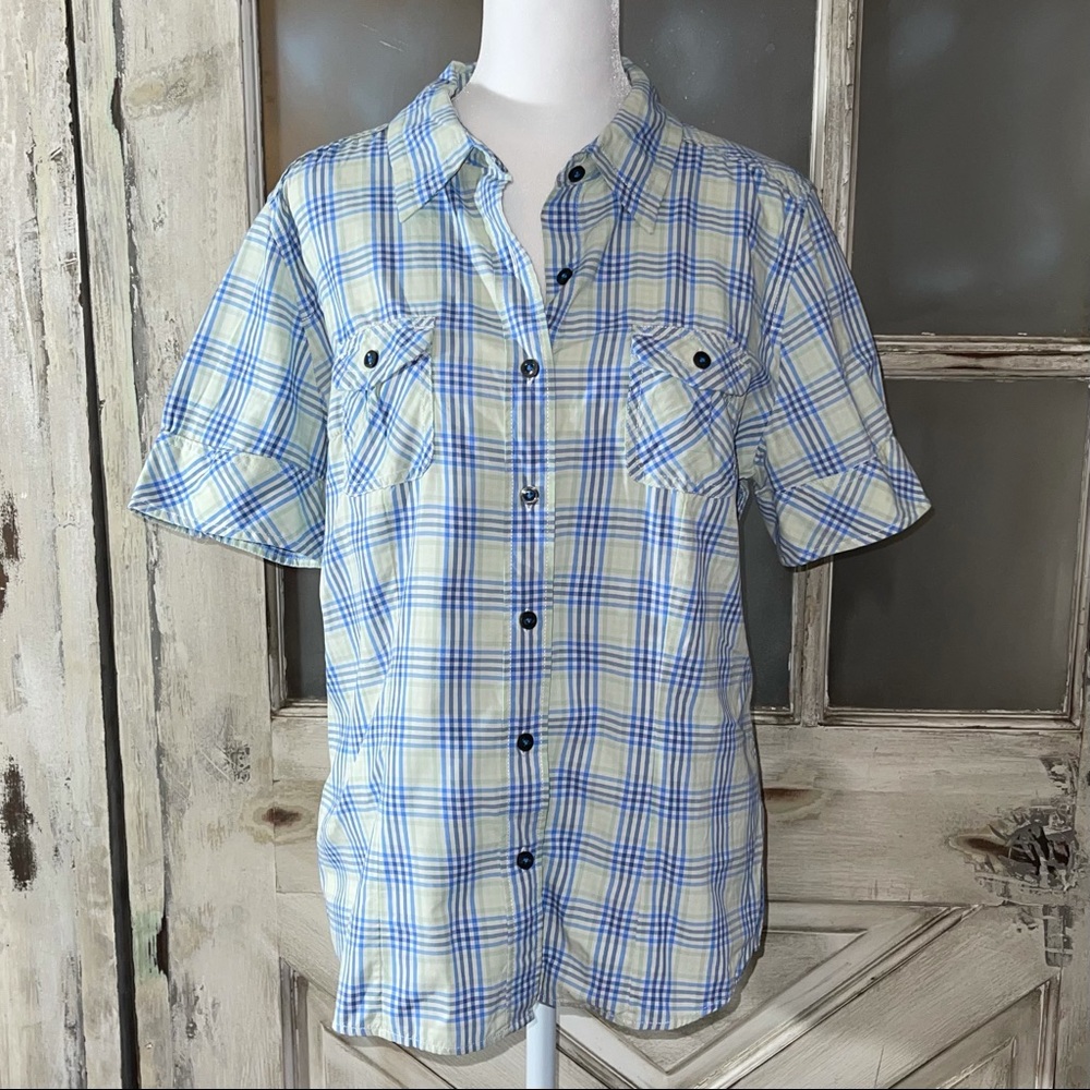 The North Face plaid button up shirt size large